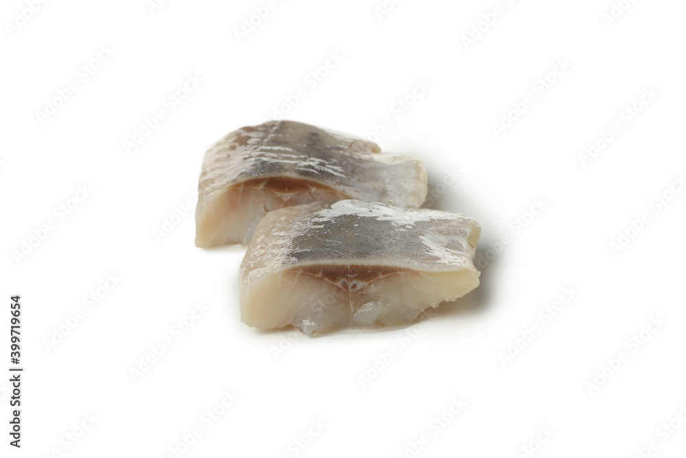 Fresh herring fish slices isolated on white background Fresh herring fish slices isolated on white background