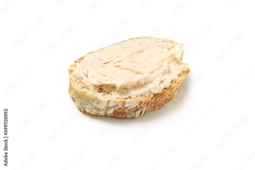 Bread with butter isolated on white background Bread with butter isolated on white background