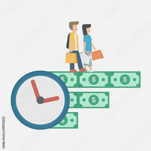 customer lifetime value (CLV),lifetime value (LTV),Value,frequency,time period of customer purchases product or services per business,Vector illustration.