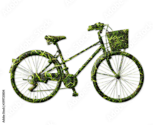 Bicycle bike cycle bicyclist symbol Grass green Logo icon illustration