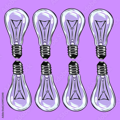 Fototapeta Pattern on a bright background from electric bulbs