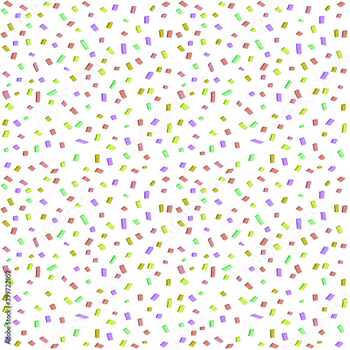 Colorful confetti falling patterm on white background
