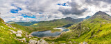 Beautiful panorama of Snowdonia in North Wales seen freom Glyder Fawr mountain