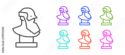 Black line Ancient bust sculpture icon isolated on white background. Set icons colorful. Vector.