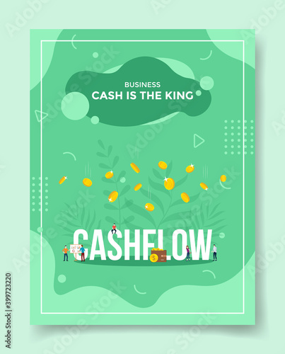 business cashflow cash is the king people around word cashflow coin gold fall for template of banners, flyer, books cover, magazines