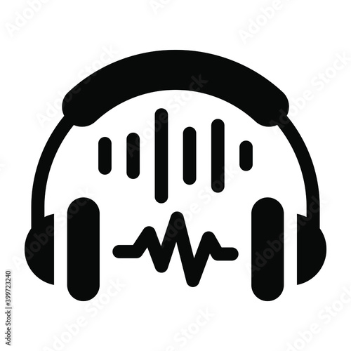 
Listening music glyph icon 
