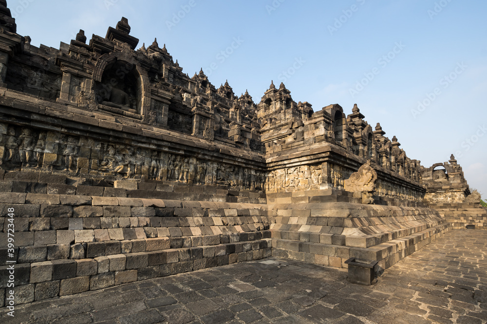 Borobudur, or Barabudur is a 9th-century Mahayana Buddhist temple in Central Java