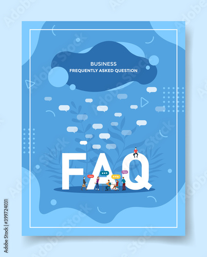 business frequently asked question people around word faq bubble chat for template of banners, flyer, books cover, magazines with liquid shape style