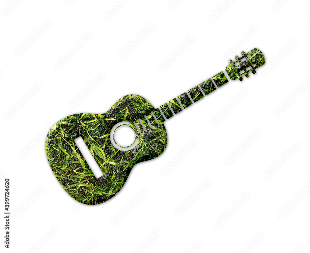 Guitar Ukulele symbol Grass green Logo icon illustration