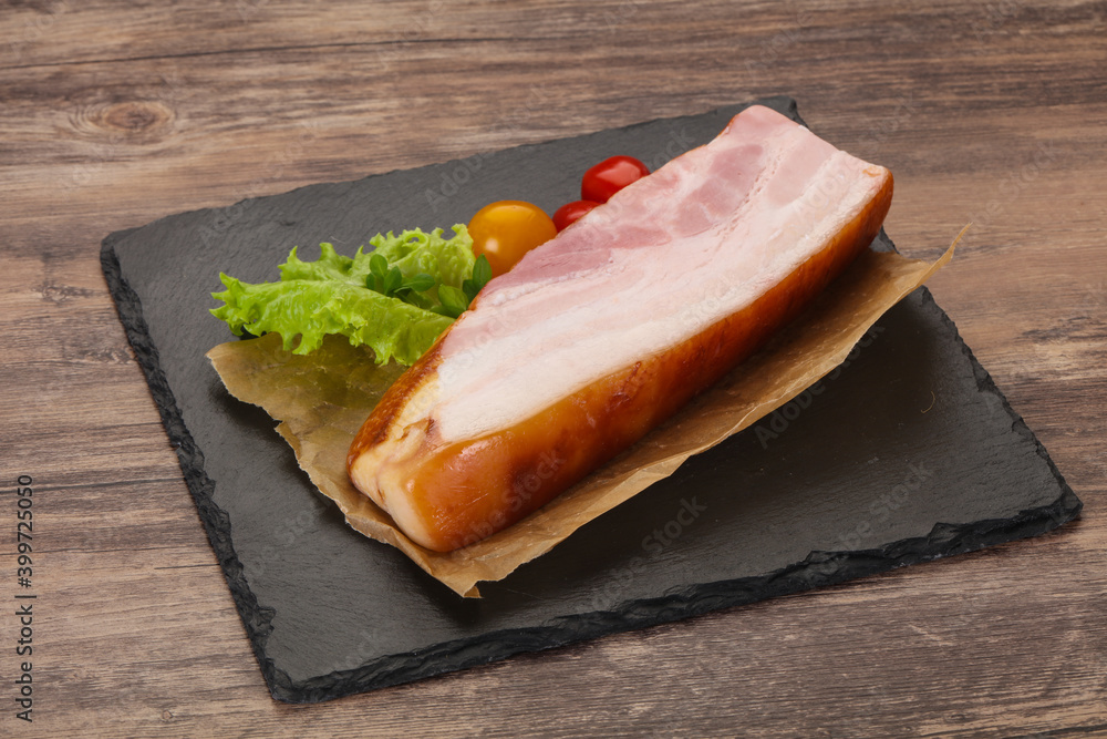 Smoked pork breast with salad leaves Smoked pork breast with salad leaves