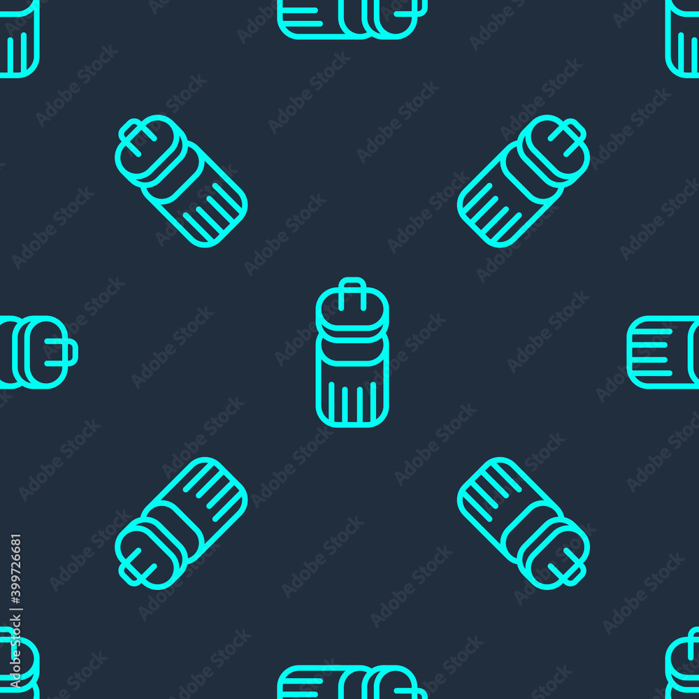 Green line Trash can icon isolated seamless pattern on blue background. Garbage bin sign. Recycle basket icon. Office trash icon. Vector. Green line Trash can icon isolated seamless pattern on blue background. Garbage bin sign. Recycle basket icon. Office trash icon. Vector.