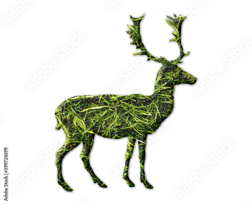 Reindeer Antler moose deer symbol Grass green Logo icon illustration