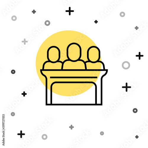 Black line Jurors icon isolated on white background. Random dynamic shapes. Vector.