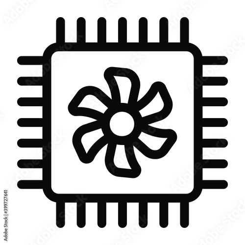 
Microchip cooling in editable glyph icon 
