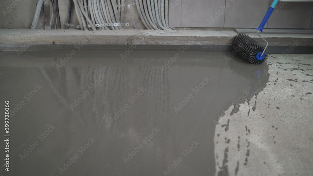 Needle roller for selfleveling floors. Leveling the floors with a