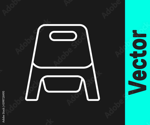 White line Baby potty icon isolated on black background. Chamber pot. Vector.