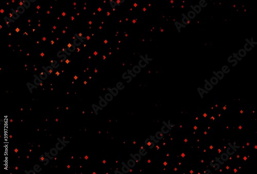 Dark orange vector background with triangles, circles, cubes.