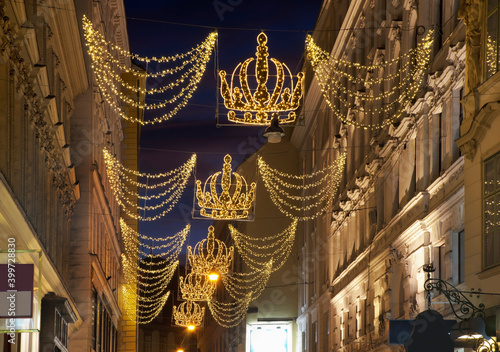 Holiday decorations of Vienna. Austria
