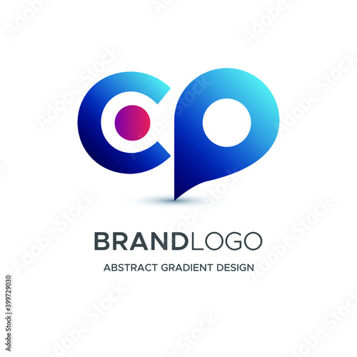 CO initial logo design with location symbol. C icon. O icon. Eps10 vector illustration.