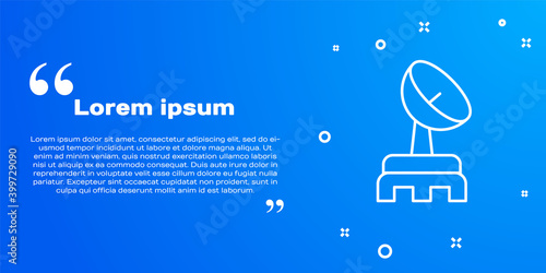 White line Radar icon isolated on blue background. Search system. Satellite sign. Vector.