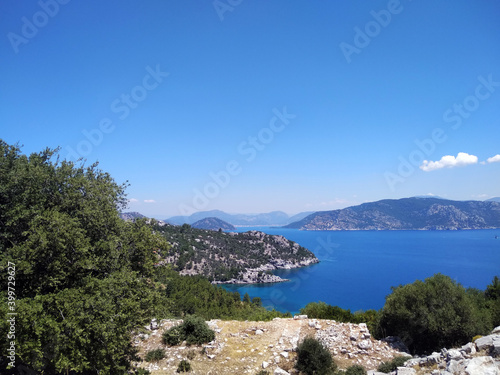 view of the sea and mountains, an Aegean region of Turkey