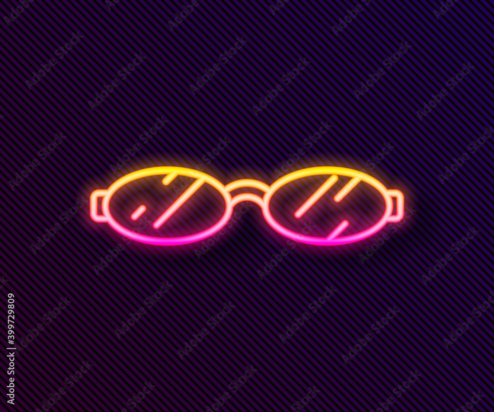 Glowing neon line Eyeglasses icon isolated on black background. Vector. Glowing neon line Eyeglasses icon isolated on black background. Vector.
