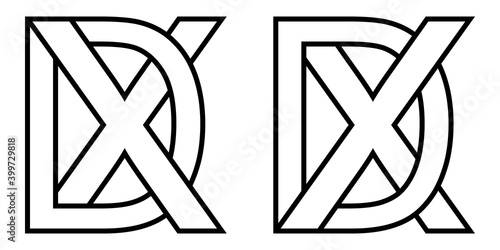 Logo xd dx icon sign two interlaced letters X D, vector logo xd dx first capital letters pattern alphabet x d