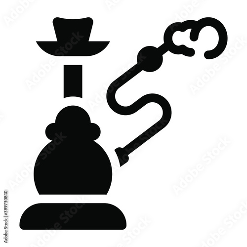 
Heated tobacco hookah, solid icon of shisha 
