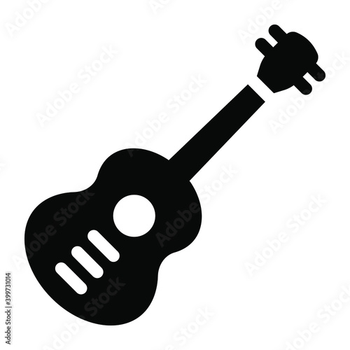  Guitar glyph icon, editable 