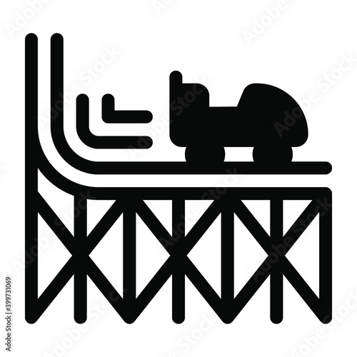 
Kids play area, solid icon of roller coaster
