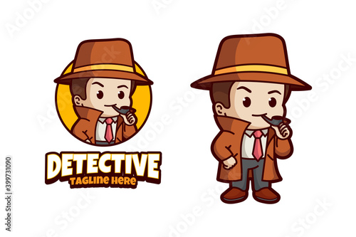 Detective mascot logo design template