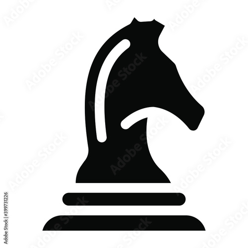  Board gaming equipment, chess knight icon of solid style 