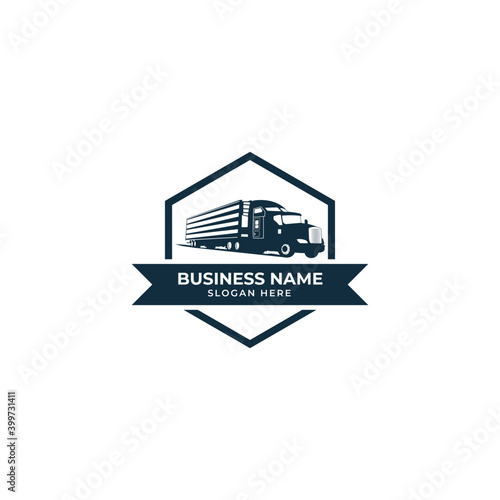 truck logo monochrome style, Truck Transportation. Truck logo illustration on white background
