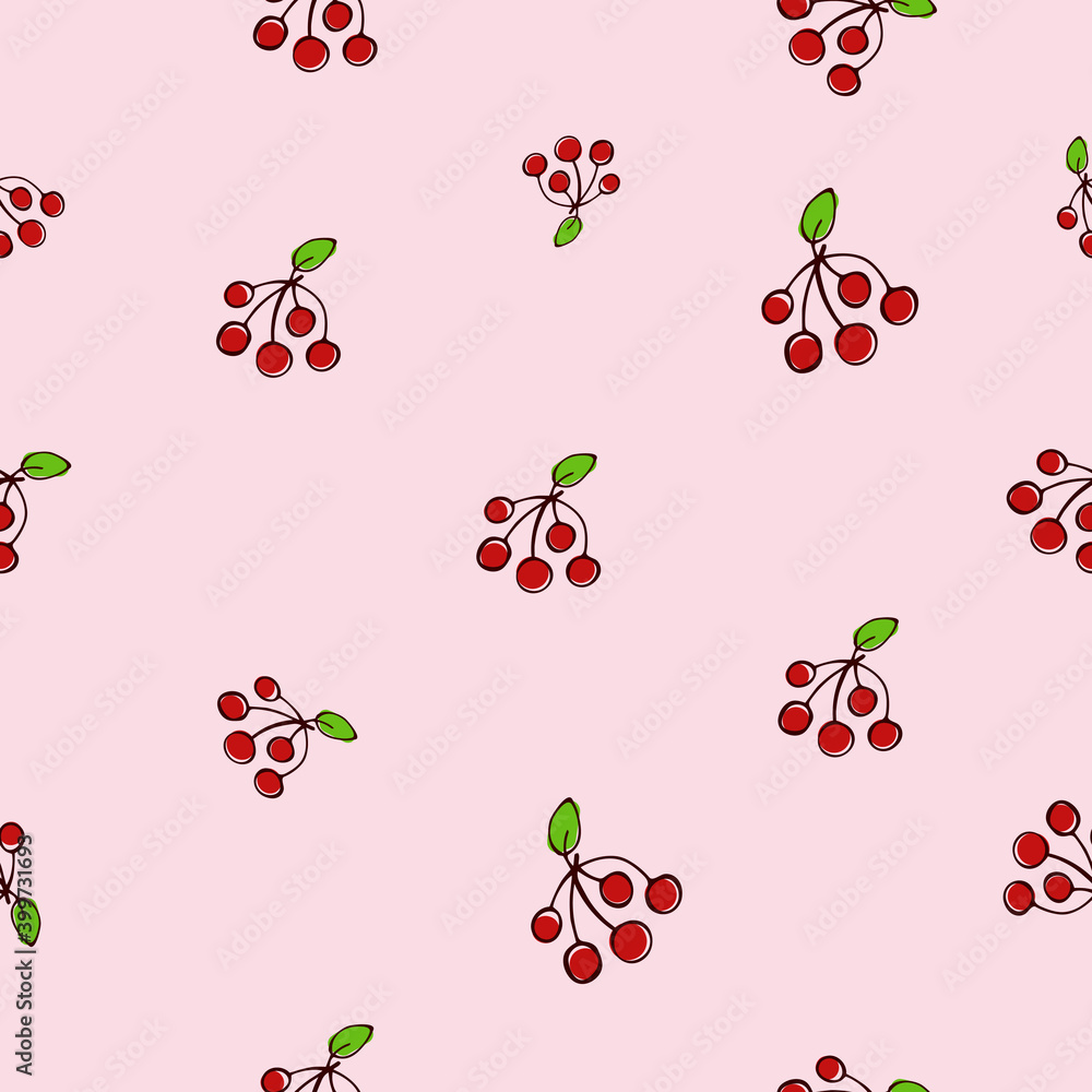Pink summer seamless background with bunches of berries. Idea for backgrounds, textures, wrappers. Vector illustration. Pink summer seamless background with bunches of berries. Idea for backgrounds, textures, wrappers. Vector illustration.