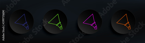 outdoor floodlight dark badge color set. Simple thin line, outline vector of spotlight icons for ui and ux, website or mobile application