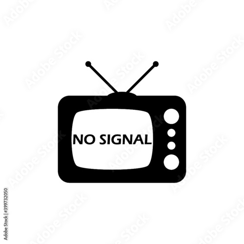 Retro tv with antenna with no signal message icon isolated on white background