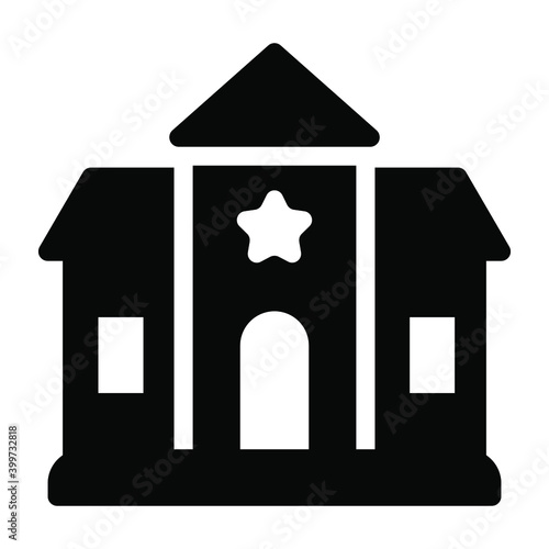 
Lavish motel building, solid icon of star hotel 
