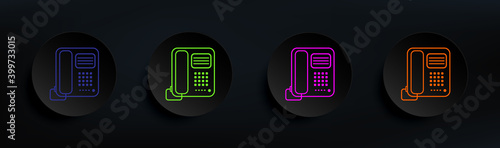 office phone dark badge color set. Simple thin line, outline vector of appliances icons for ui and ux, website or mobile application