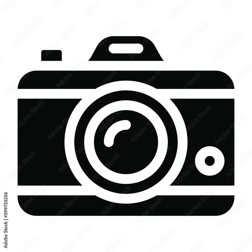 Camera, photography equipment icon in solid design
Camera, photography equipment icon in solid design