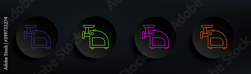 meat grinder dark badge color set. Simple thin line, outline vector of appliances icons for ui and ux, website or mobile application