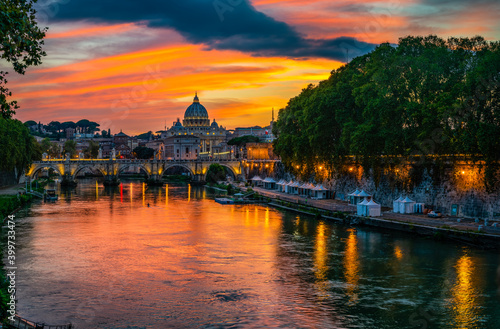 St. Peter's cathedral in Vatican City at sunset