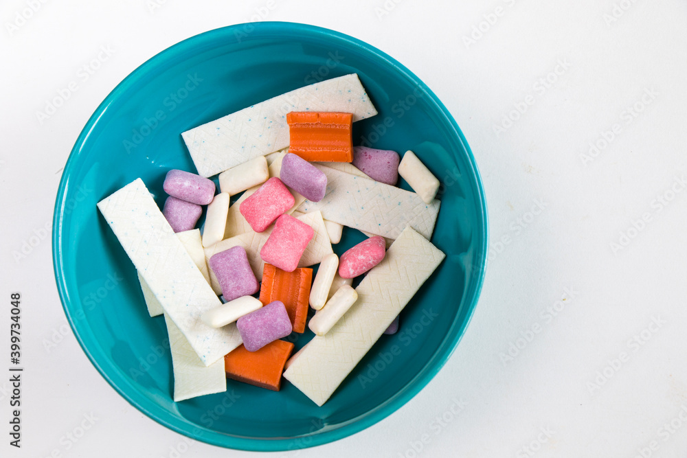 Different chewing gums on the white background Different chewing gums on the white background