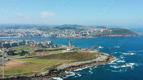 Flight over Hercules Tower in La Coruna