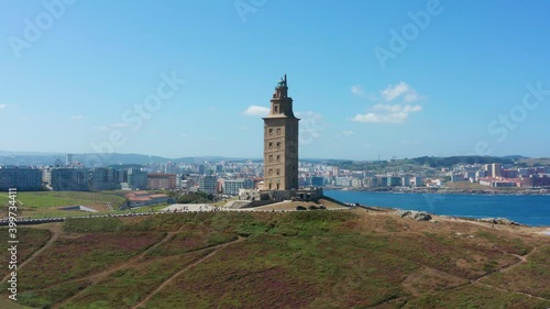 Flight over Hercules Tower in La Coruna