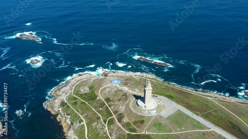 Flight over Hercules Tower in La Coruna