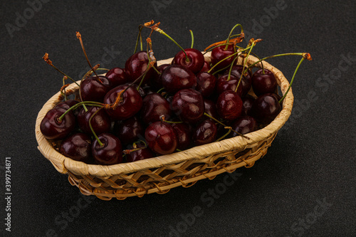Sweet cherry in the basket