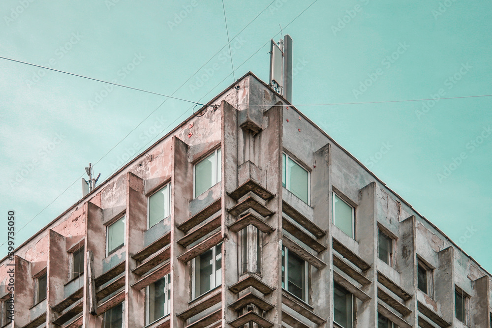Minimalist geometric building facade, Symmetry in Architecture concept