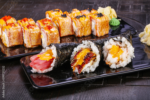 Japanese cuisine - sushi and roll set