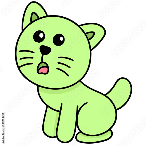 the expression of the kitten begging for food doodle kawaii. doodle icon image