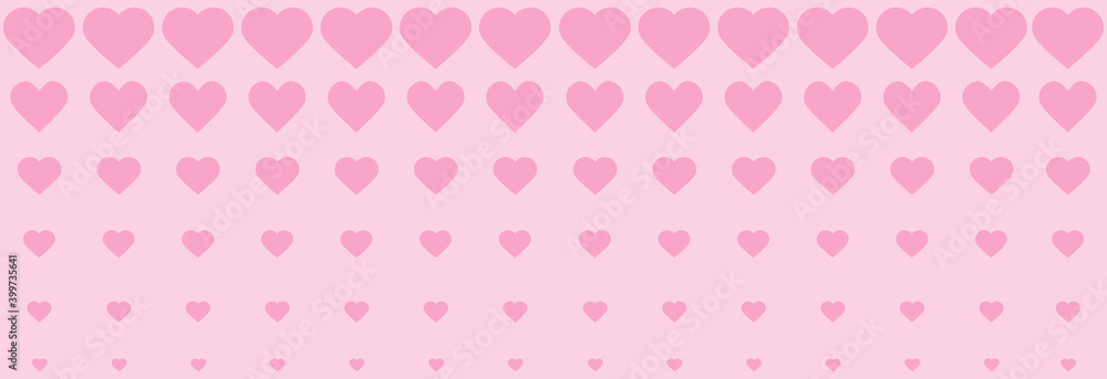 Valentines Day background with hearts. Illustration in flat design.For greeting card,wedding invitation and banner.Pink heart on pink background.